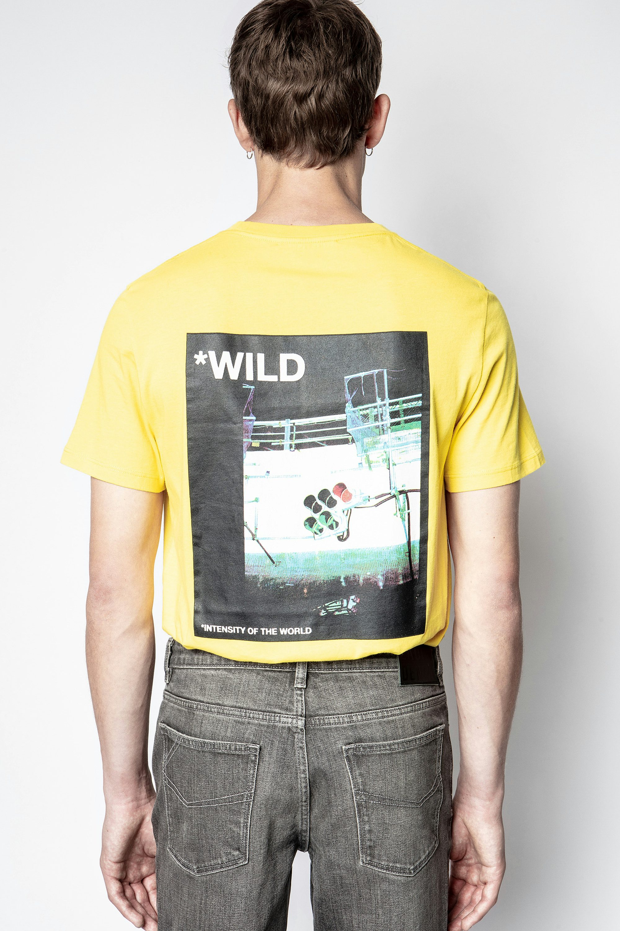 T-Shirt Ted Photoprint Wild - Gelbes Herren-T-Shirt.